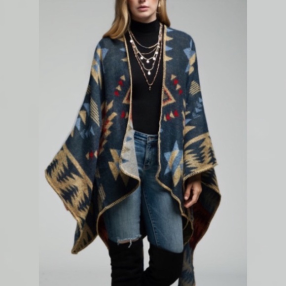 Aztec Tribal Western Blanket Cardigan - Picture 3 of 12